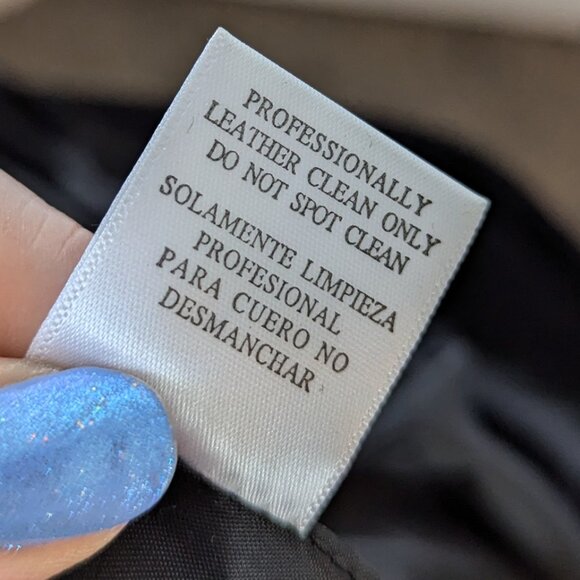 AREA Black Leather Skirt with Patch Stitching Size 12 - Picture 14 of 14